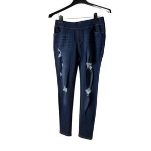 JVINI Jeans Womens Large Distressed Skinny Pull On Stretch Denim Pants Trendy